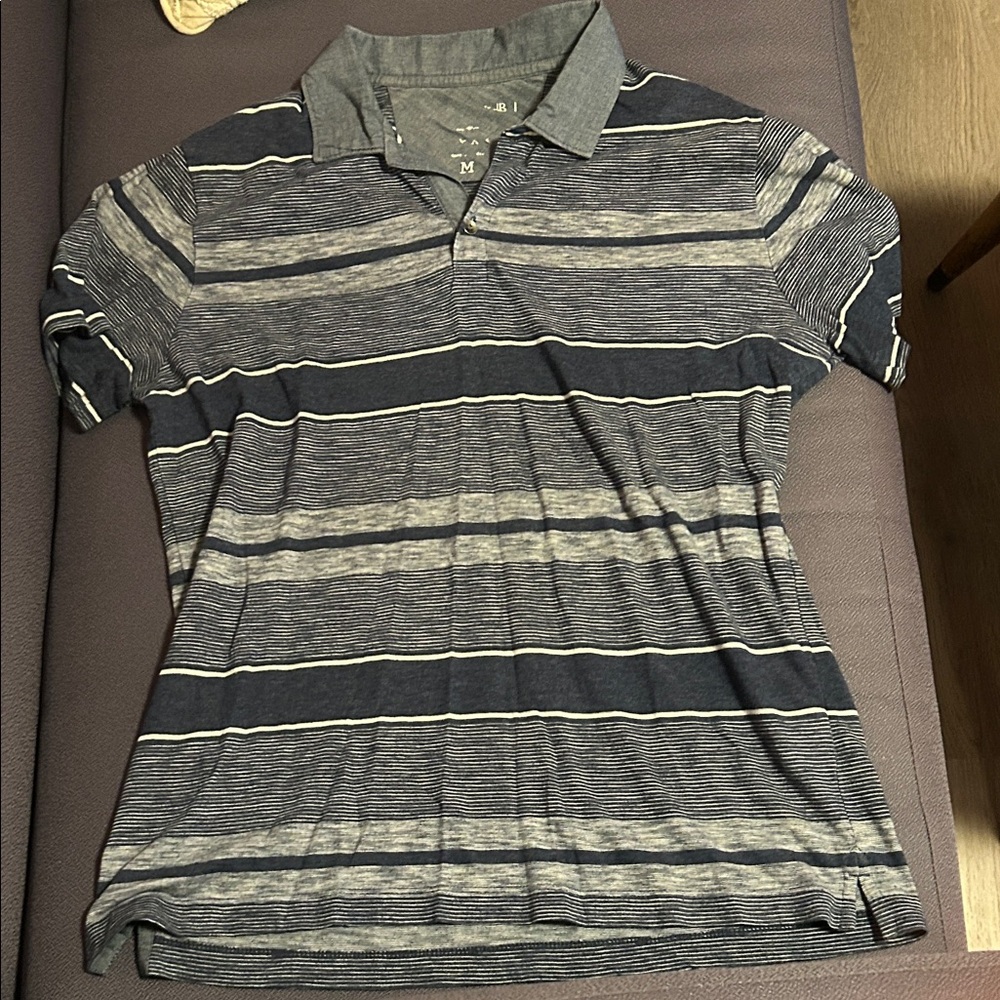 Banana Republic Men's Striped Polo — Navy & Gray